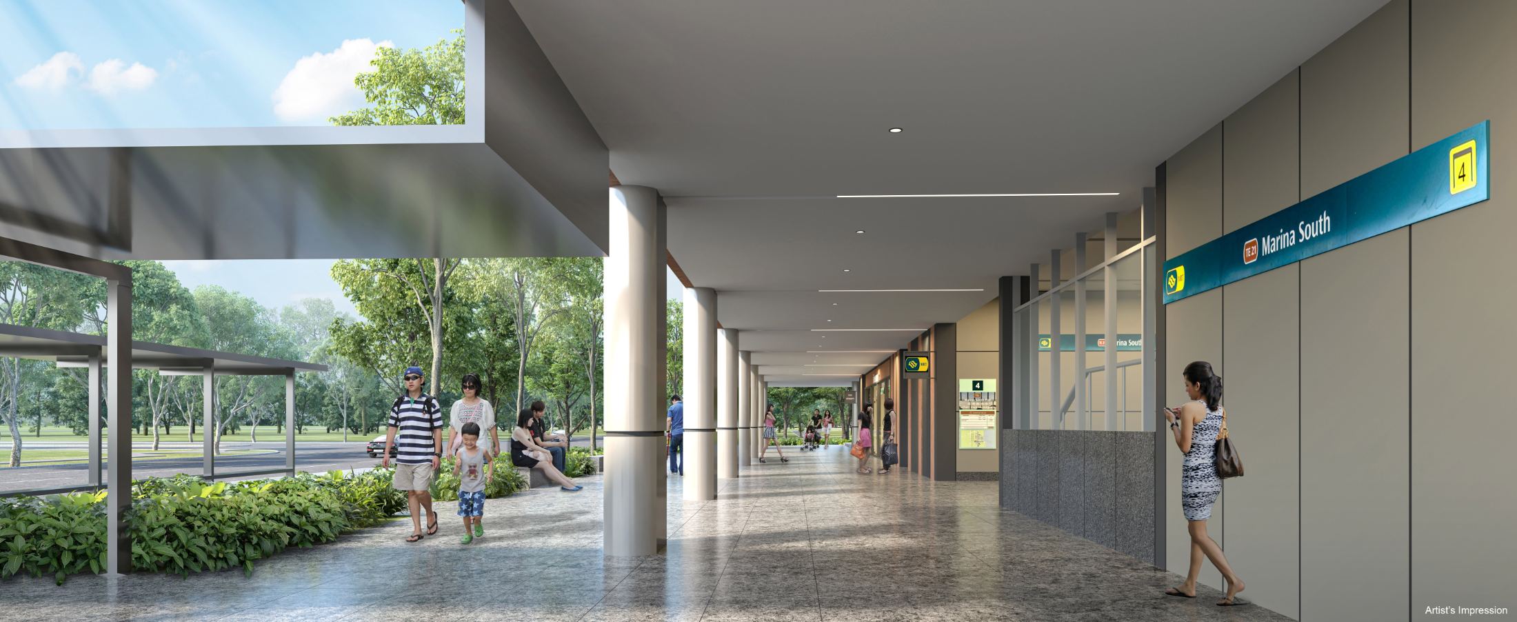 Artist's impression of a covered walkway beside the development