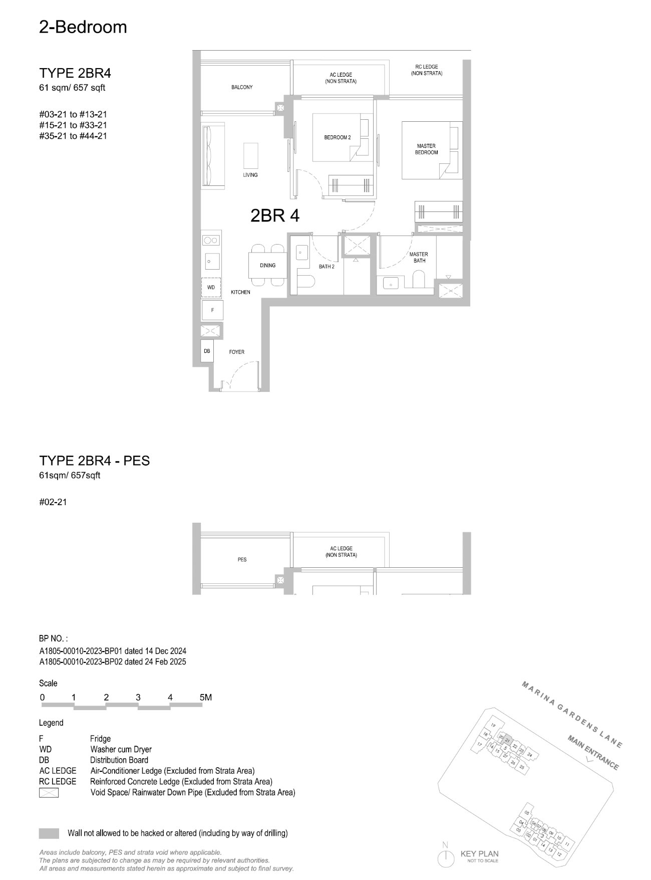 Floor plan, 2 Bedroom — Type 2BR4 — 657 sq ft