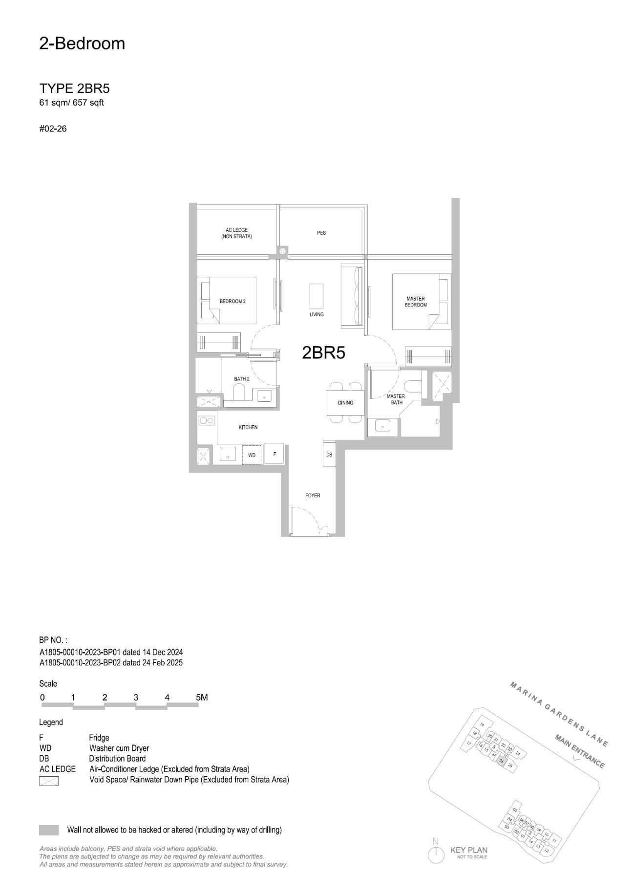 Floor plan, 2 Bedroom — Type 2BR5 — 657 sq ft
