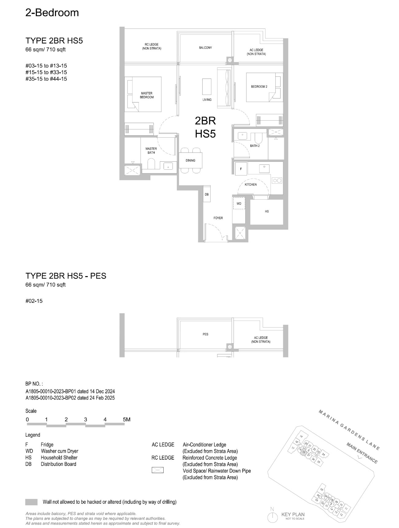 Floor plan, 2 Bedroom — Type 2BR HS5 — 710 sq ft